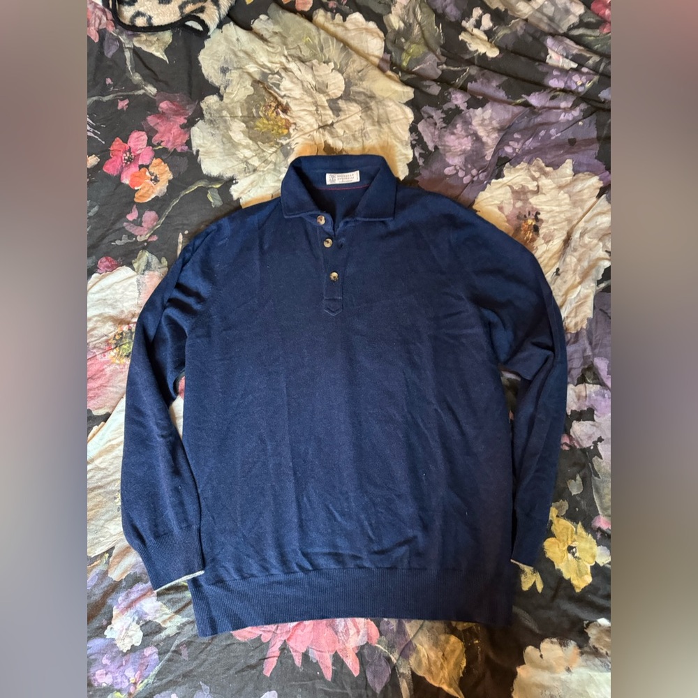 Brunello Cucinelli Blue Cashmere sweater with defect  size 52
